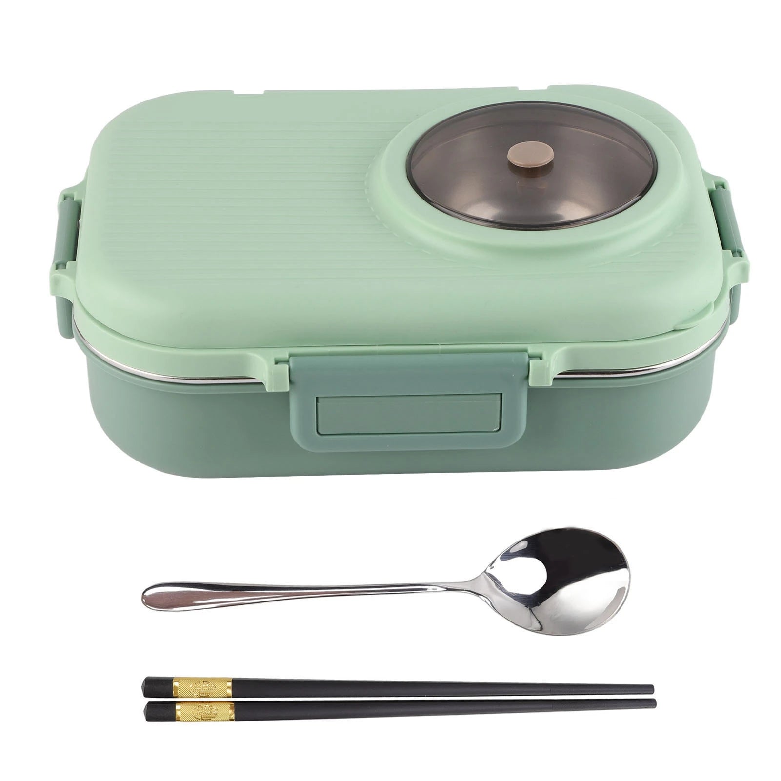 Lunch Box Thermal Lunch Box 1100ml Double Layer 3 Grid Design 304 Stainless Steel  Box with Chopsticks Spoon Soup Bowl
