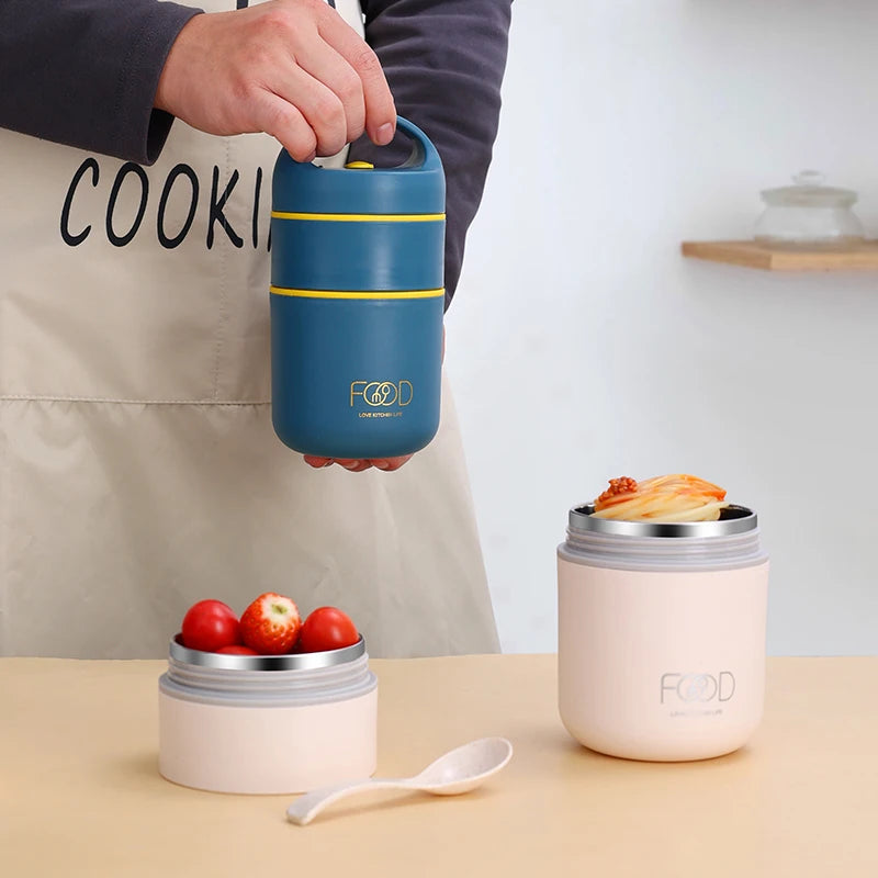 Lunch Boxes Lunch Bag 304 Stainless Steel Lunch Box For Kids Lunch Bags  Portable Folding Spoon Lunch Box Kids Thermal Bento Box