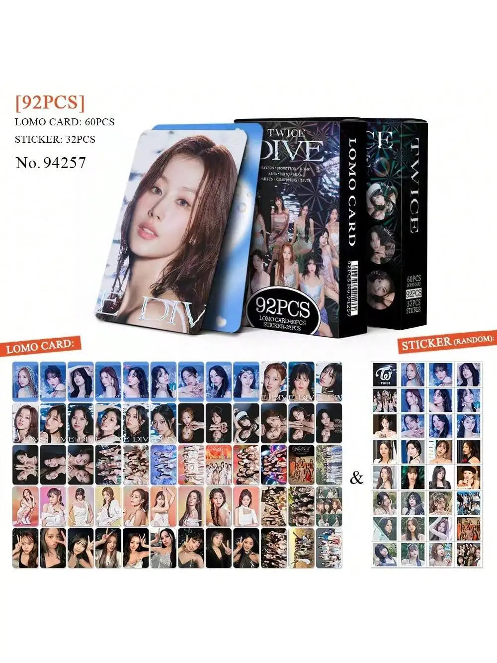 K-pop TWICE 45 star cards 60 cards + 32 stickers 60 laser cards + 64 stickersCollectible cards, high-definition photo cards,