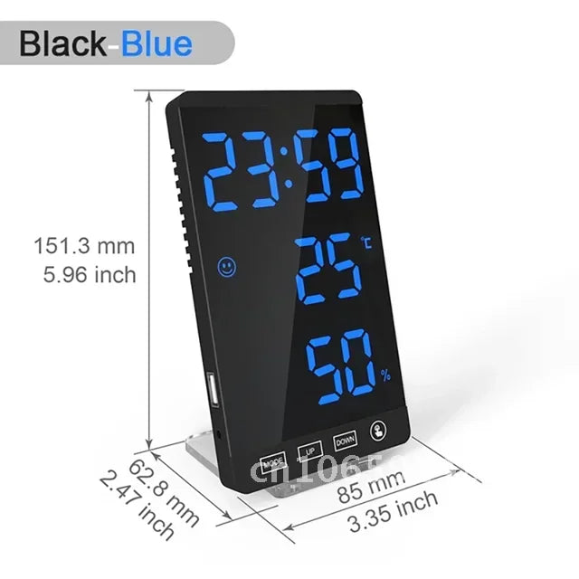LED Screen Digital USB Wake Up FM Radio Time Projector Clock Week Display Decor with Humidity Table Home Temperature Date Clock