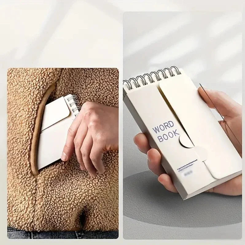 Portable Vocabulary Memory Notepad - Shorthand Spiral Notebook for Planning and Memorization with Cover-Up Feature