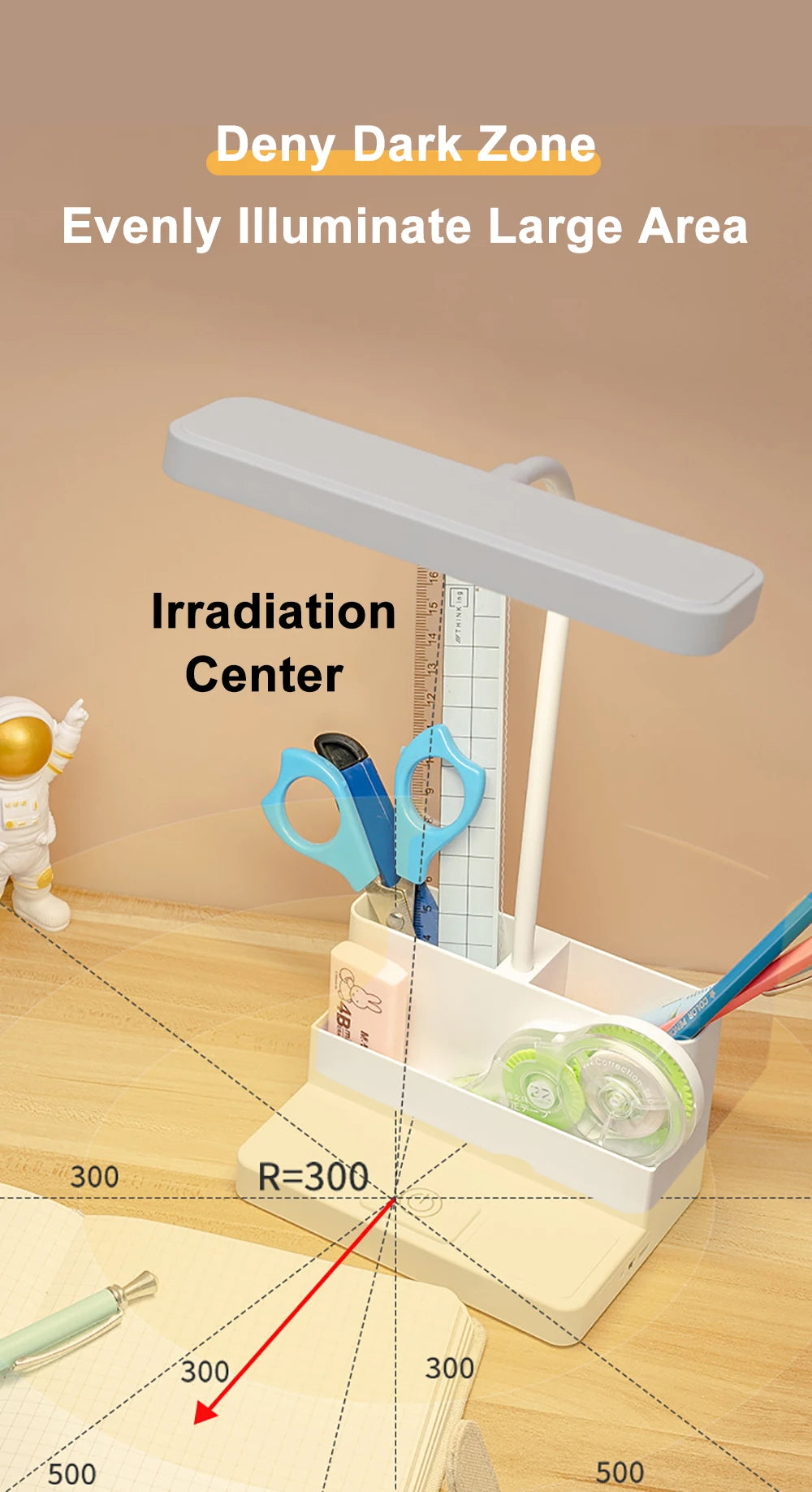 Desk Lamp Rechargeable Light Usb Led Table Lamp Office Study Reading Desk Night Lights With Pen Phone Holder Function