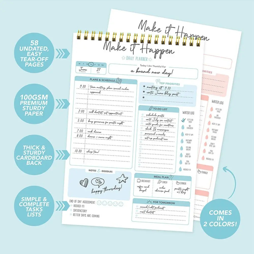 52 Sheets To Do List Notepad Easy Tear-off Portable Schedules Journal Post Notes Memo Schedule Writing Pads Student