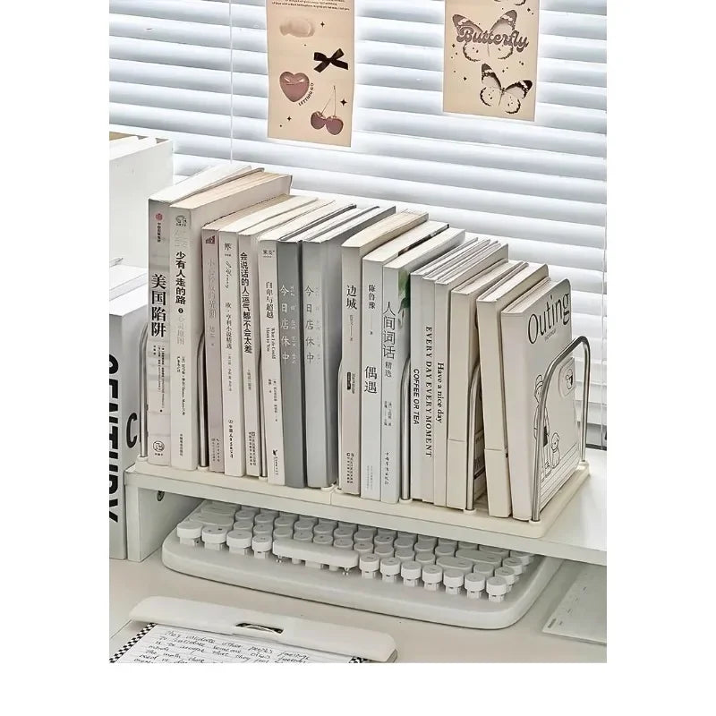 Desktop Bookshelf  Non-Slip Base Modern Minimalist Office Desk Organizer Shelf Study Table Storage Rack