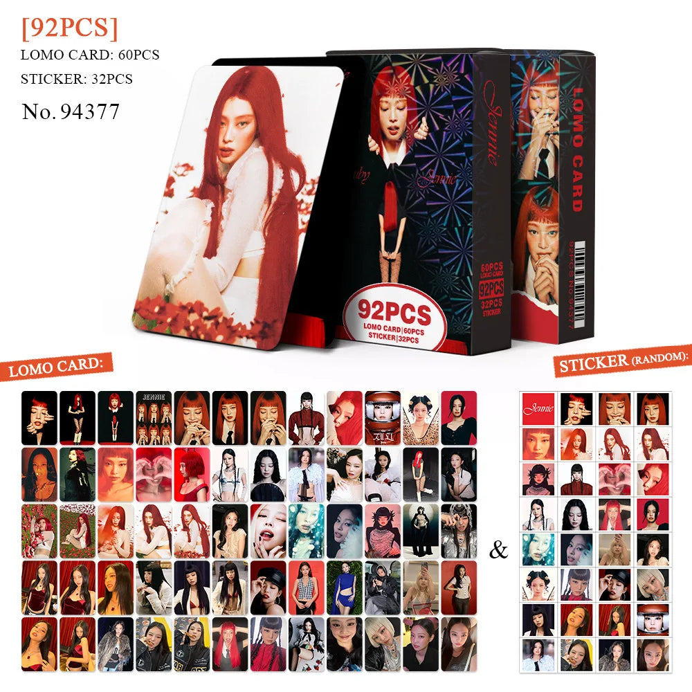 80-page K-pop girl group photobook with lyrics, magazine photo collection, 92 photo cards, celebrity LOMO cards, gift