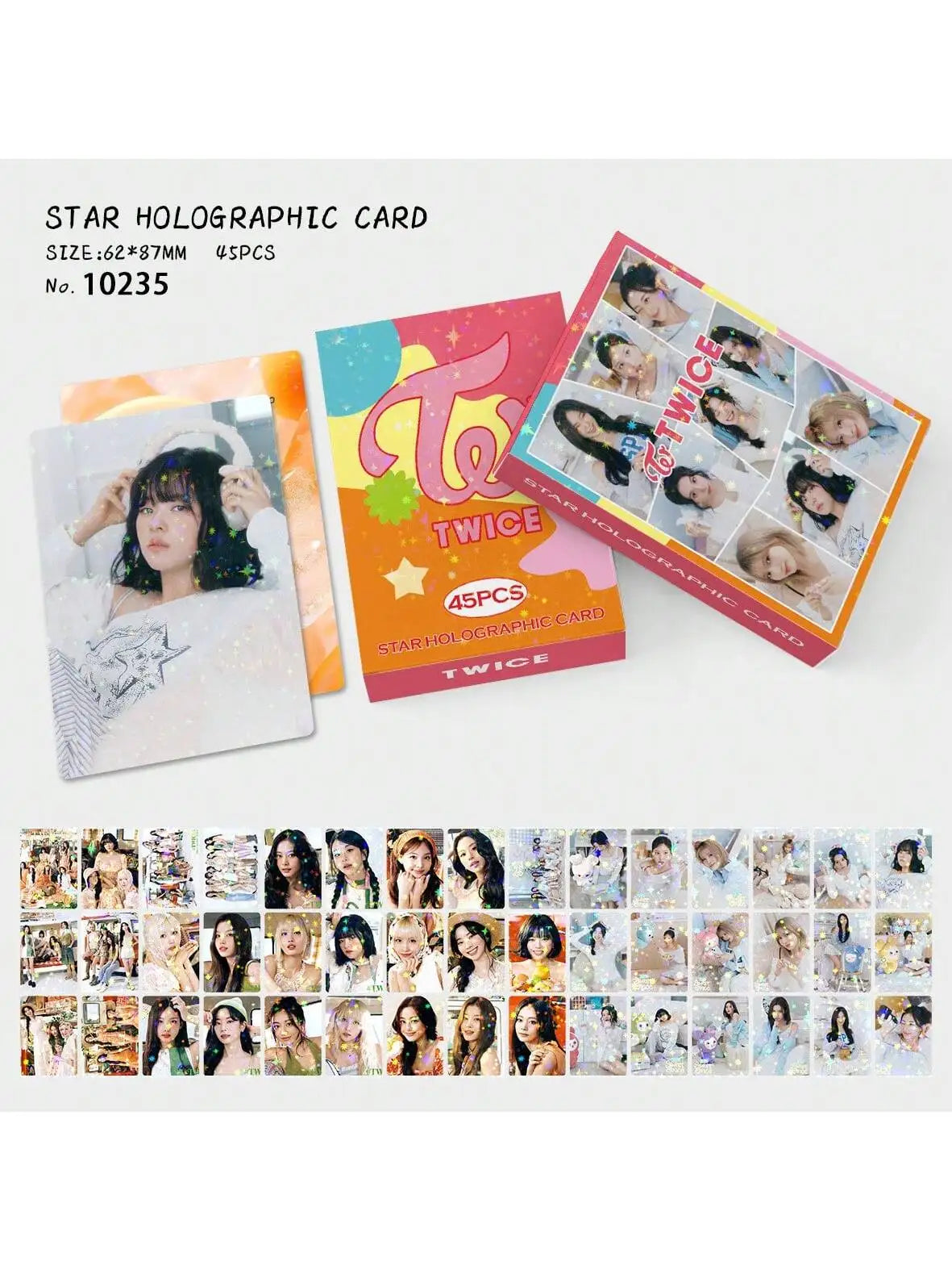 K-pop TWICE 45 star cards 60 cards + 32 stickers 60 laser cards + 64 stickersCollectible cards, high-definition photo cards,