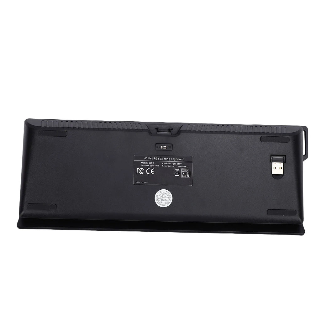 Wireless Keyboard 61 Key Triple Mode 2.4G USB Bluetooth with RGB Backlit Ribbon 60 Percent Portable for Gaming Rechargeable