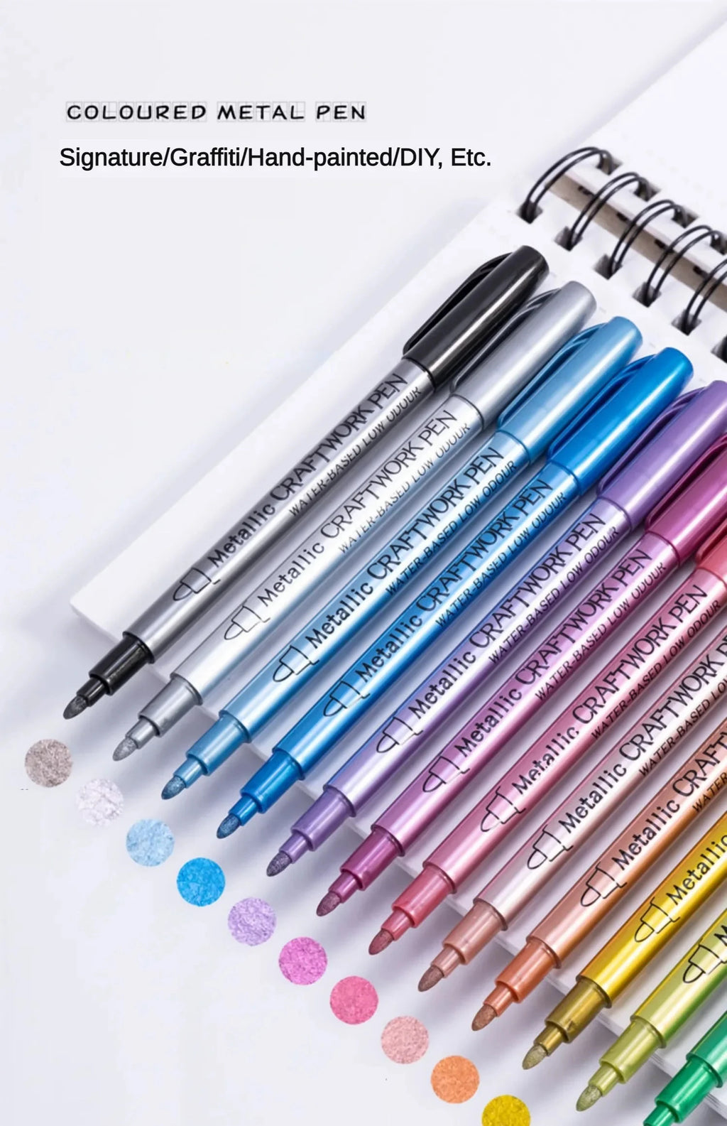 12 Colors Metallic Markers Pens Permanent Art Marker for Manga Crafts Scrapbooking Metal Rock Painting Stationery School Supplie