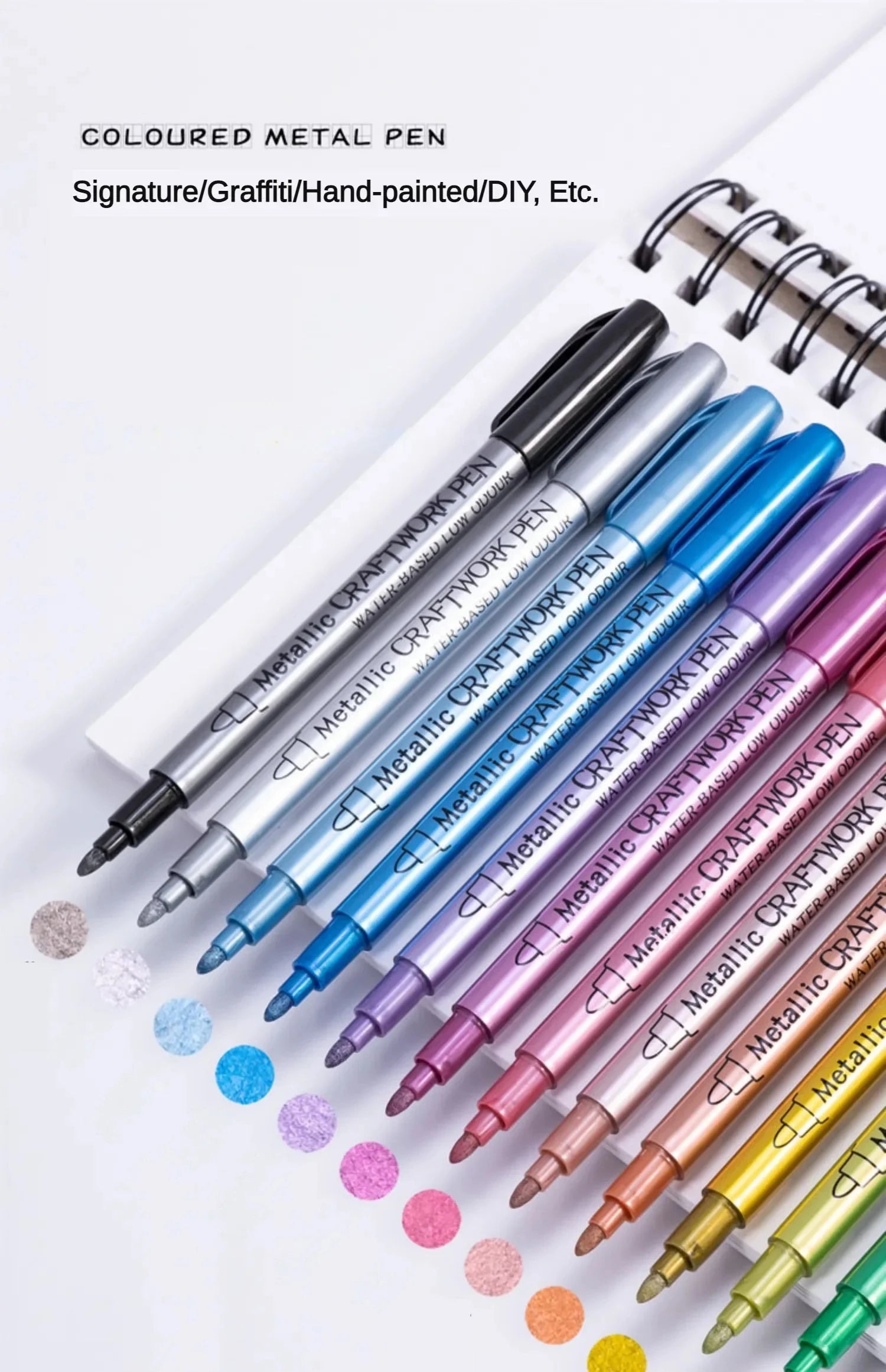 12 Colors Metallic Markers Pens Permanent Art Marker for Manga Crafts Scrapbooking Metal Rock Painting Stationery School Supplie