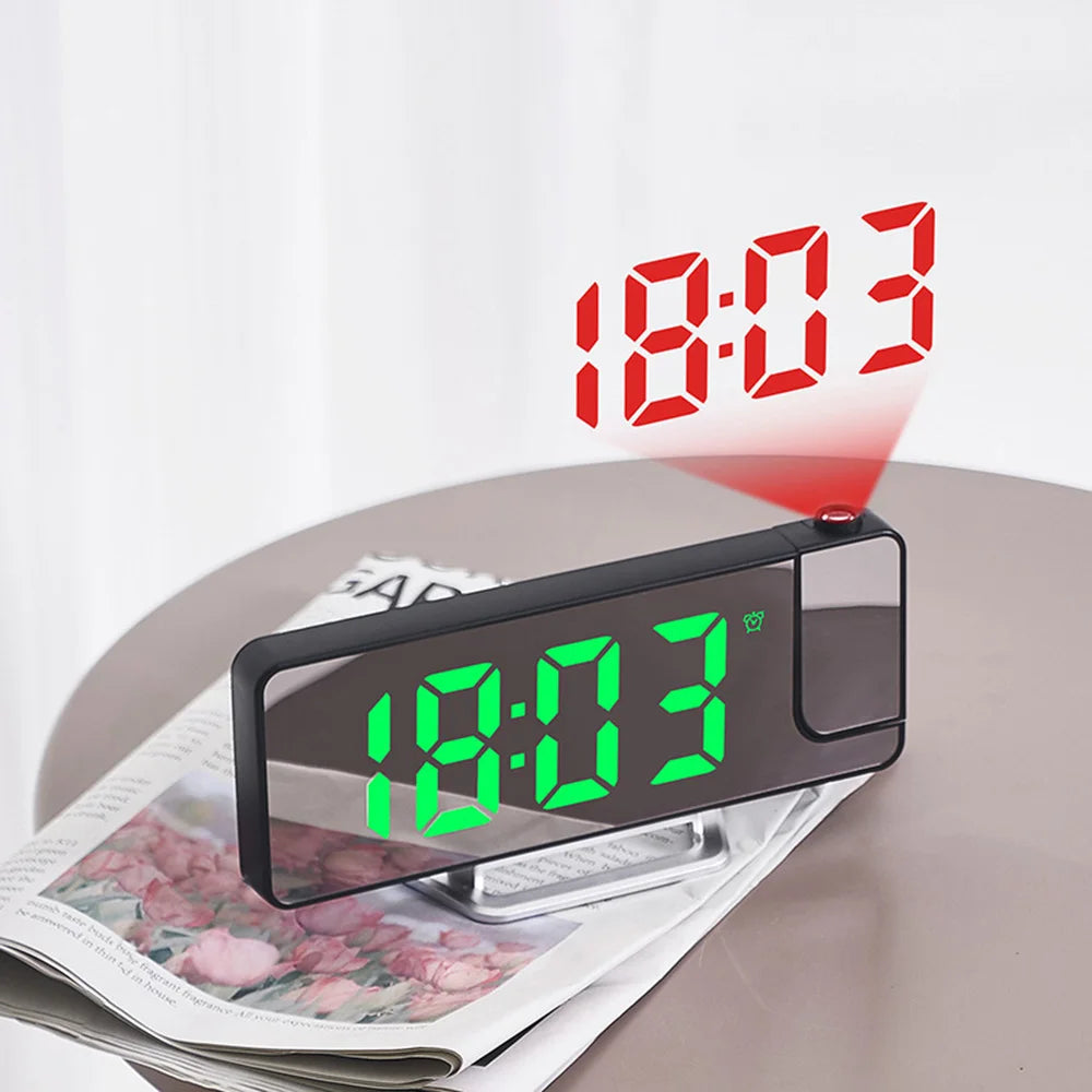 Digital Projector Alarm Clock with Night Light Electric USB 12/24H Display Table LED Clocks for Bedroom Living Room Home Decor
