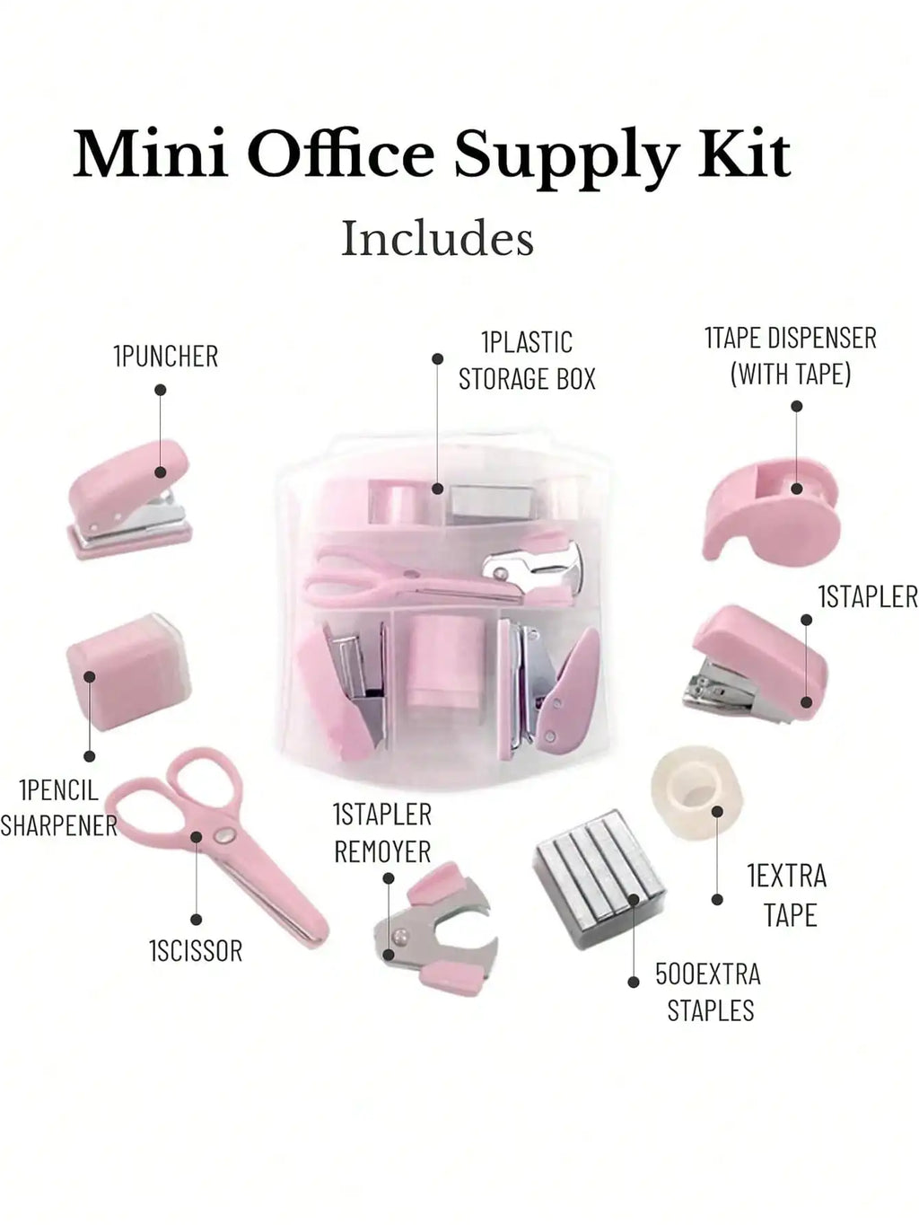 8pcs Mini Office Supply Kits Mini School Supplies – includes Mini Stapler,Scissors, Staple Remover, Staples, Tape Dispenser