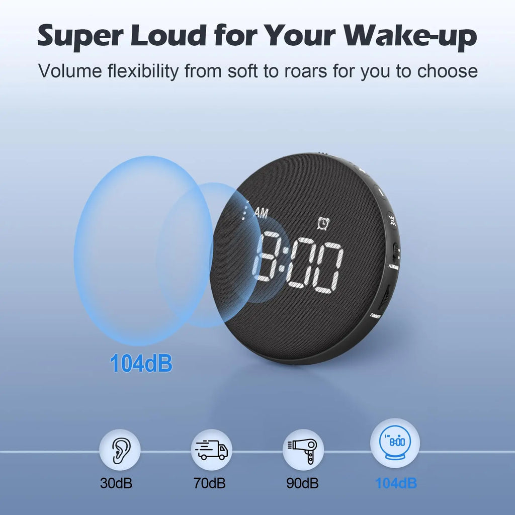 Awakening Alarm Clock Loud Bed Shaker Vibrating Alarm Clock for Hearing Impaired Heavy Sleeper Teens Wireless Magnetic Charging