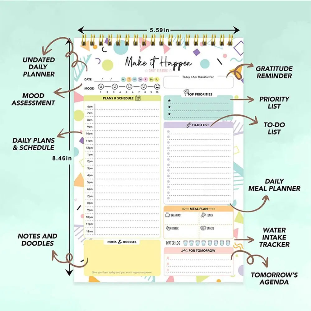 52 Sheets To Do List Notepad Easy Tear-off Weekly Planner Schedules Journal Self-Disciplined Memo Time Management Notebook