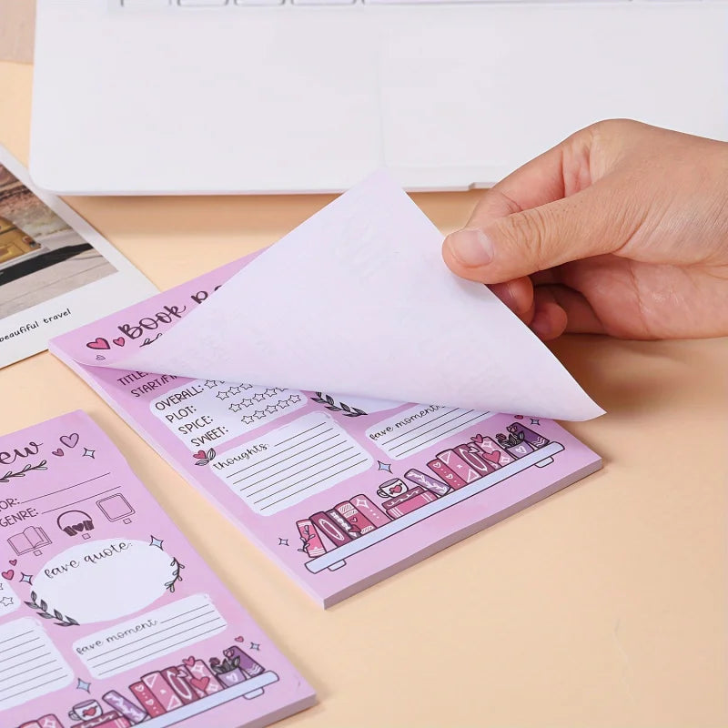 1/2 Pcs Fun Book Review Notepad, perfect gift for book lovers and everyday office use, great for organizing ideas and memos!