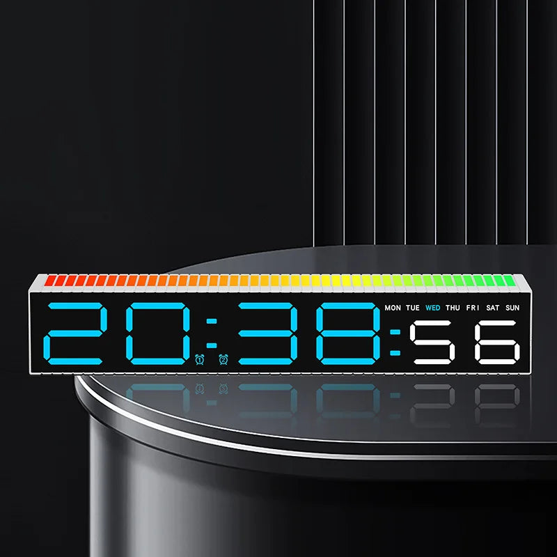 Creative 12/24H Digital LED Electronic Clock with Microphone Time Temperature Display for Home Living Room Bedside Decoration