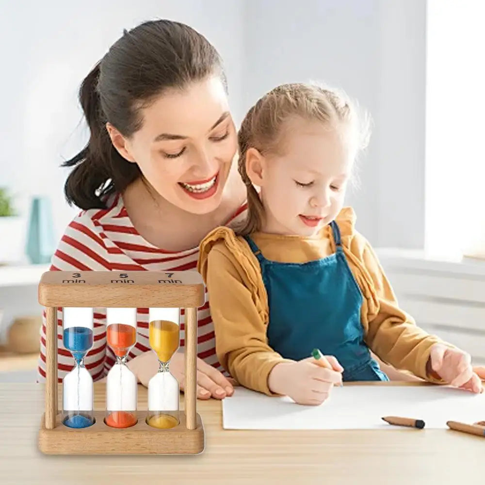 1Min 3Min 5Min 7Min Sand Timer Set Wooden Hourglass Sandglass Sand Clock for Cooking Classroom Exercise Home Office Decoration