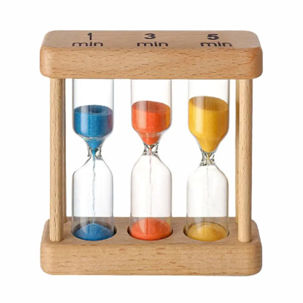 1Min 3Min 5Min 7Min Sand Timer Set Wooden Hourglass Sandglass Sand Clock for Cooking Classroom Exercise Home Office Decoration