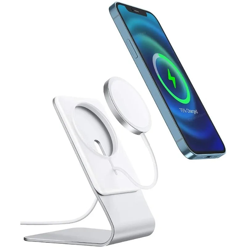 Desktop Mobile Phone Stand Aluminum Desk Holder Dock For Magsafe Charger For iPhone 16/15/14/13/12 Pro Max(Not Included Charger)