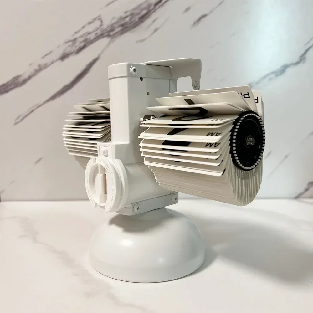 Table Clock 12H/24H Mechanical Automatic Page Turning Clock Retro Ornaments Living Room Bedroom Office Desktop Decoration