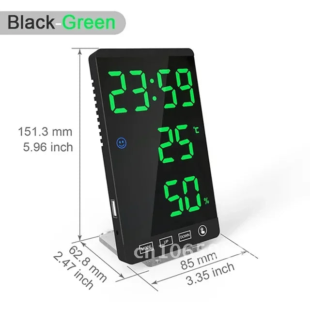 LED Screen Digital USB Wake Up FM Radio Time Projector Clock Week Display Decor with Humidity Table Home Temperature Date Clock