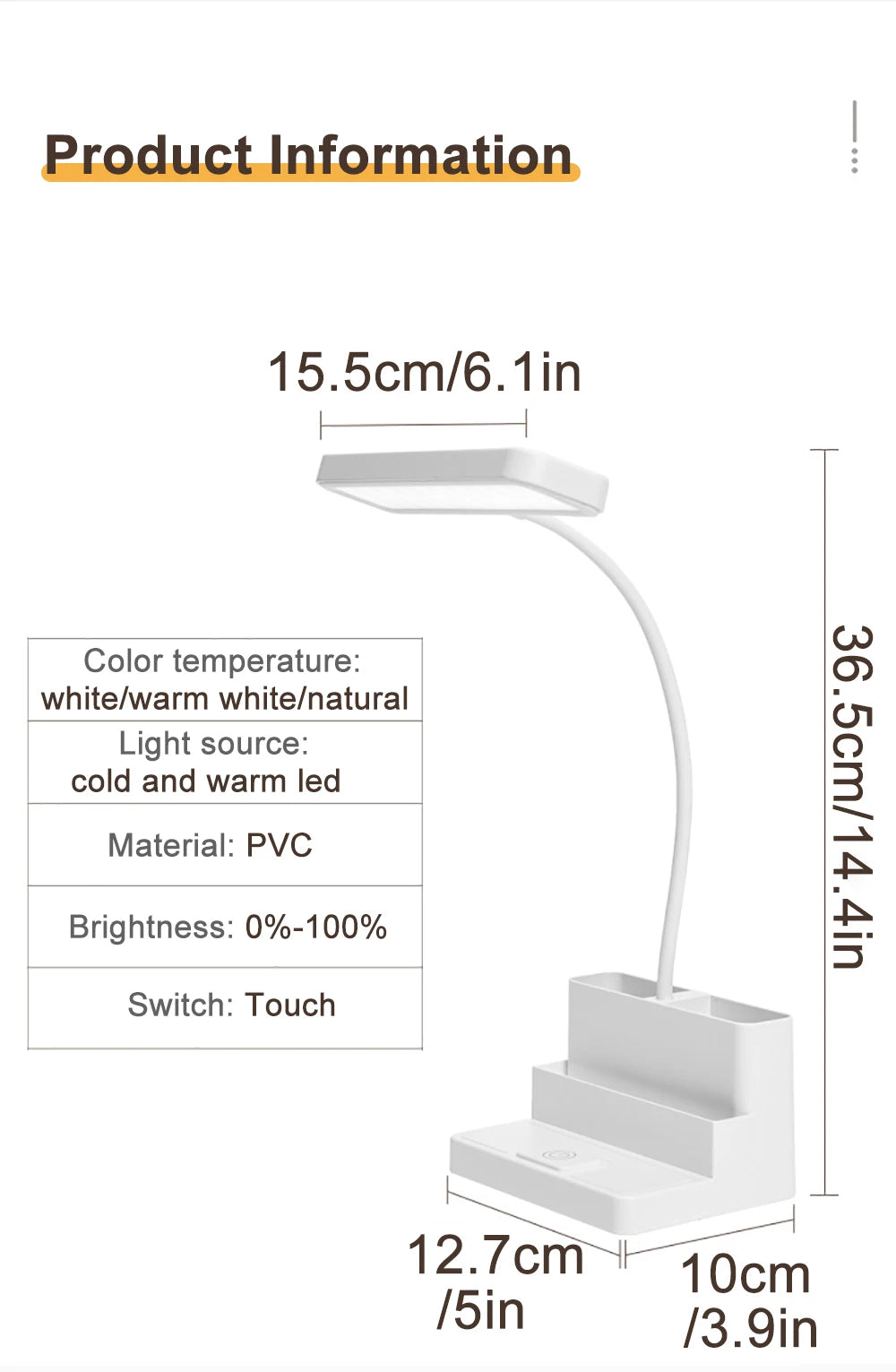 Desk Lamp Rechargeable Light Usb Led Table Lamp Office Study Reading Desk Night Lights With Pen Phone Holder Function