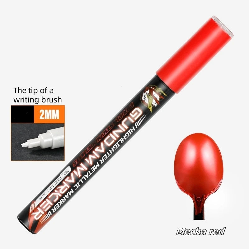 Metallic Markers Colouring Pens for Mech Painting Golden Paint Marker Pen Silvery Reflective Paint Model Marker Pen