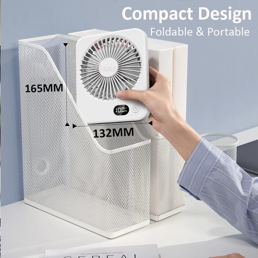 Desk Fan Portable Mini Fan Foldable Table Fan With 5 Gear USB Rechargerable Wall Fan Student Desktop Hang Fan For Office Home