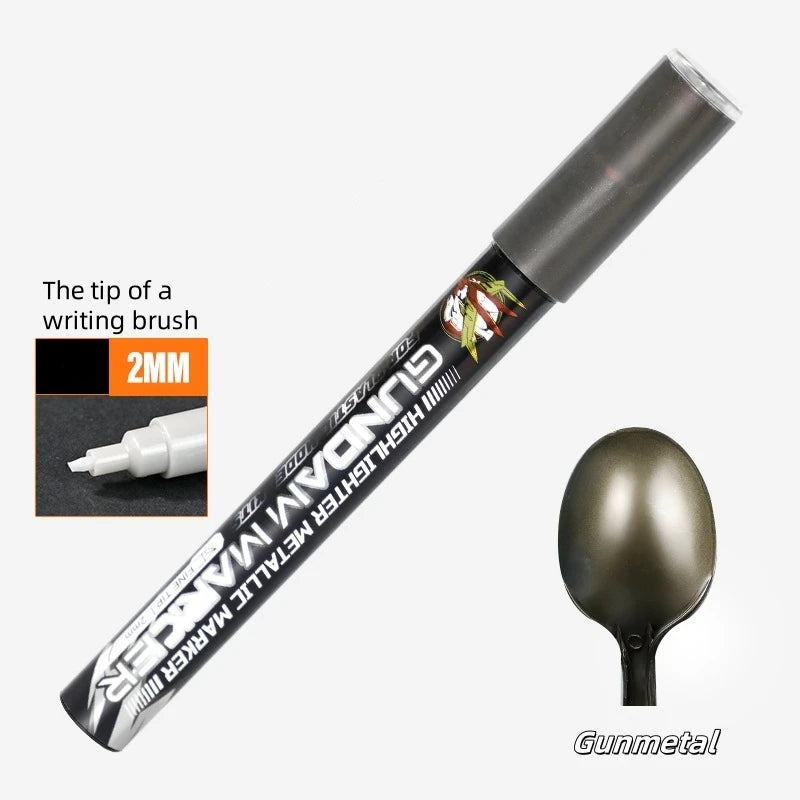 Metallic Markers Colouring Pens for Mech Painting Golden Paint Marker Pen Silvery Reflective Paint Model Marker Pen