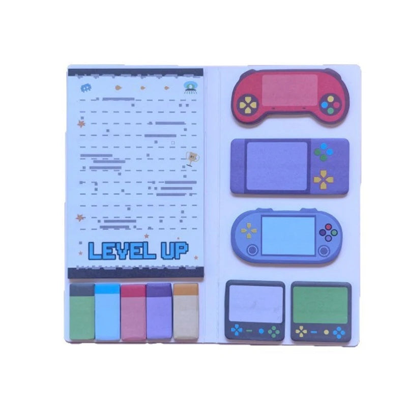 Game Console-themed Notepad Set With Rich And Unique Designs, Self-adhesive Sticky Notes, And Reusable Memo Pads.