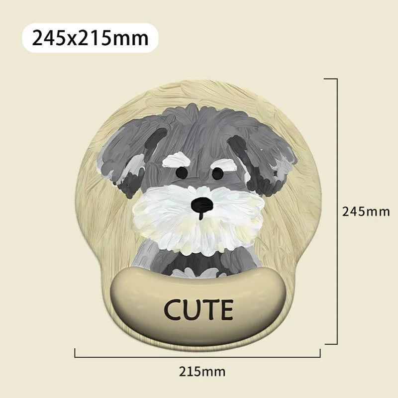 Cartoon Puppy Mouse Pad with Wrist Rest Non-Slip Soft Ergonomic Desk Mat For Office Gaming Computer Desk Universal Mousepad