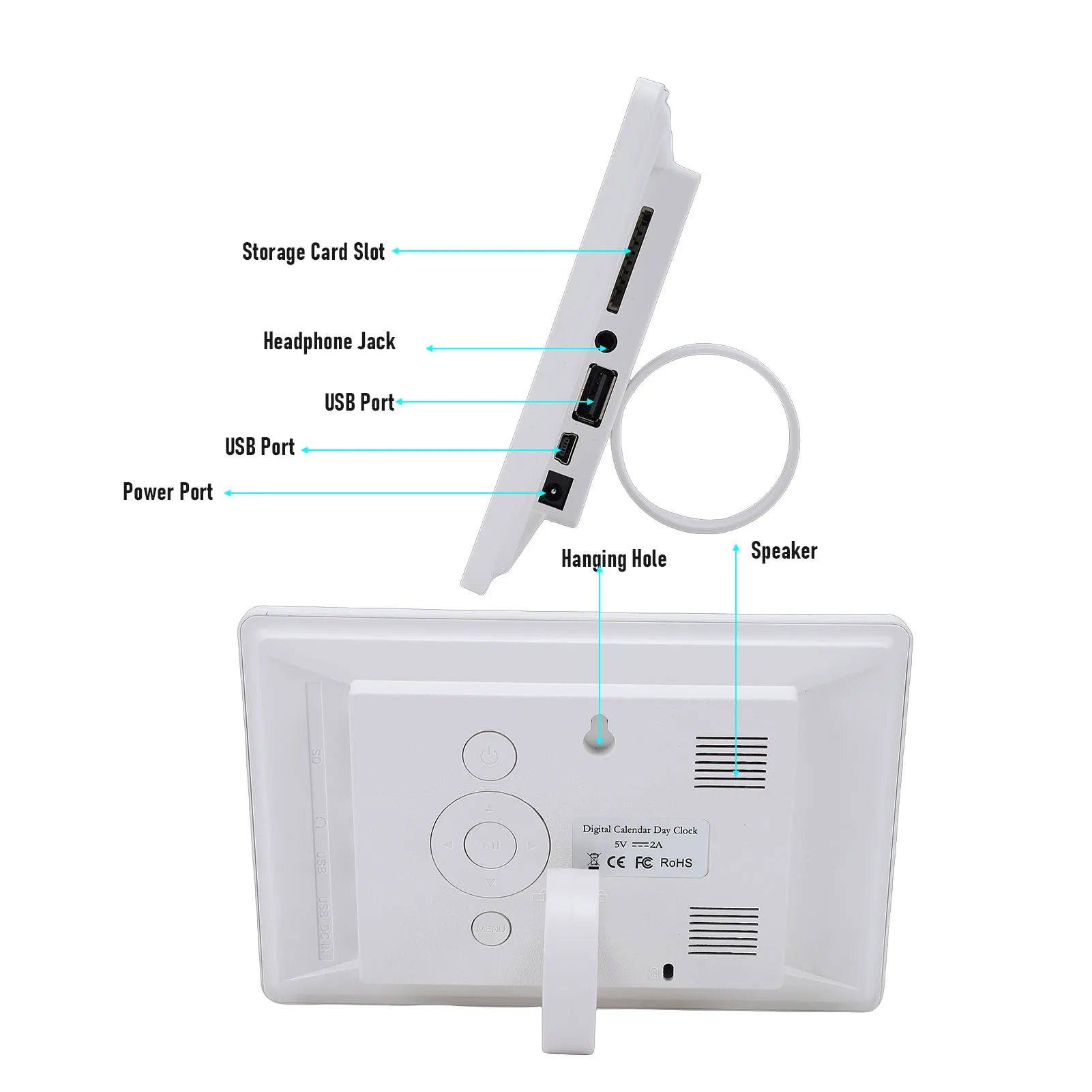 Digital Calendar Clock 7in Large Display Date Time with Reminders Day Night Dimmable Key Remote Control Digital Calendar Clock