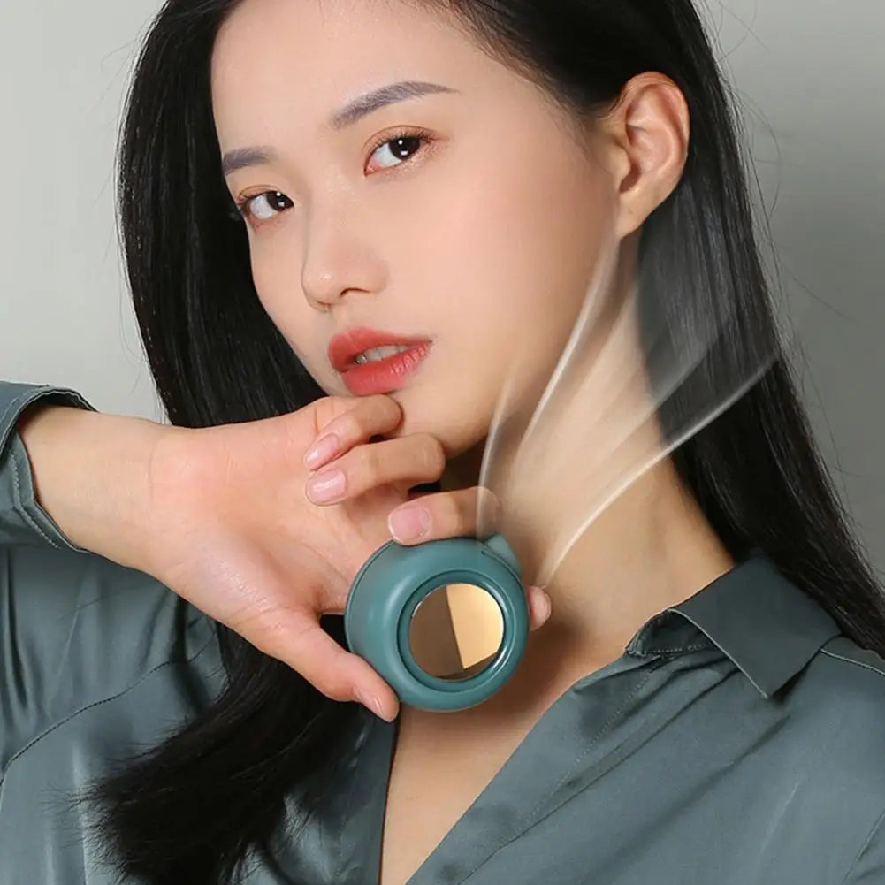 Portable Snap On Mini Whirlwind Fan USB Charging Fan Waist Clip 3-Speed Handsfree Silent Strong Wind Leafless Fan