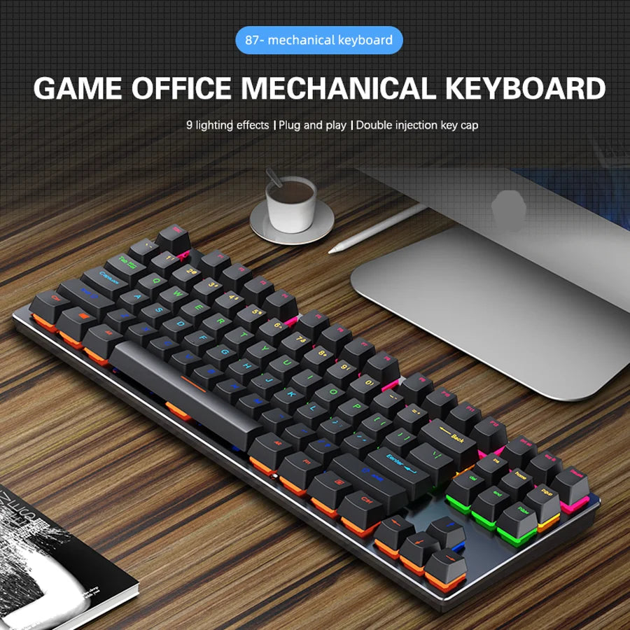 Backlit Gaming Mechanical Keyboard Gamer Mechanic Kit RGB PC USB Wired Keypad Keybord Ergonomic Computer Key Board Mini Teclado