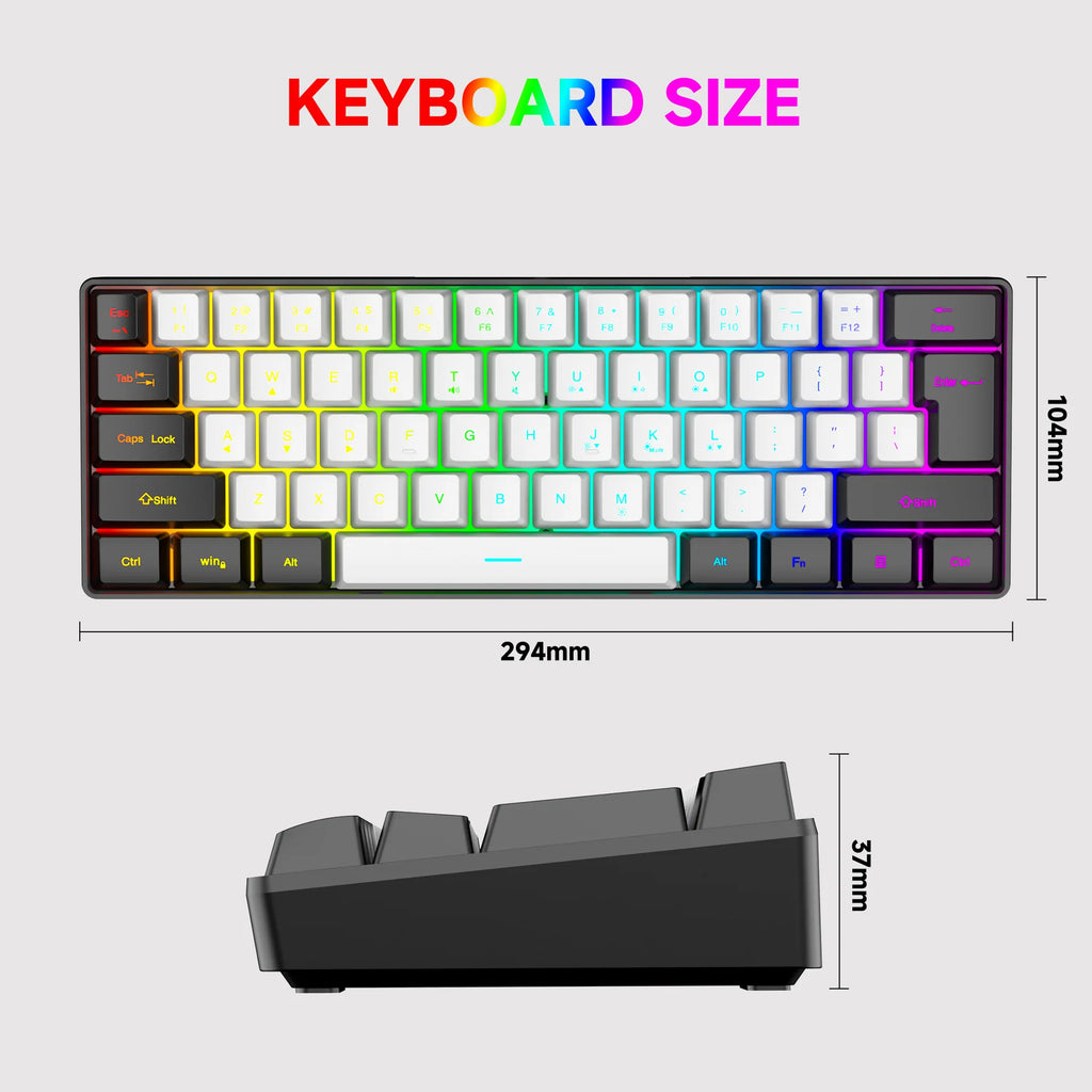 Teclado 61 key RGB Gamer keyboards 60% keyboard teclado para computadora ergonomic tastiera black white mini klavye toetsenbord