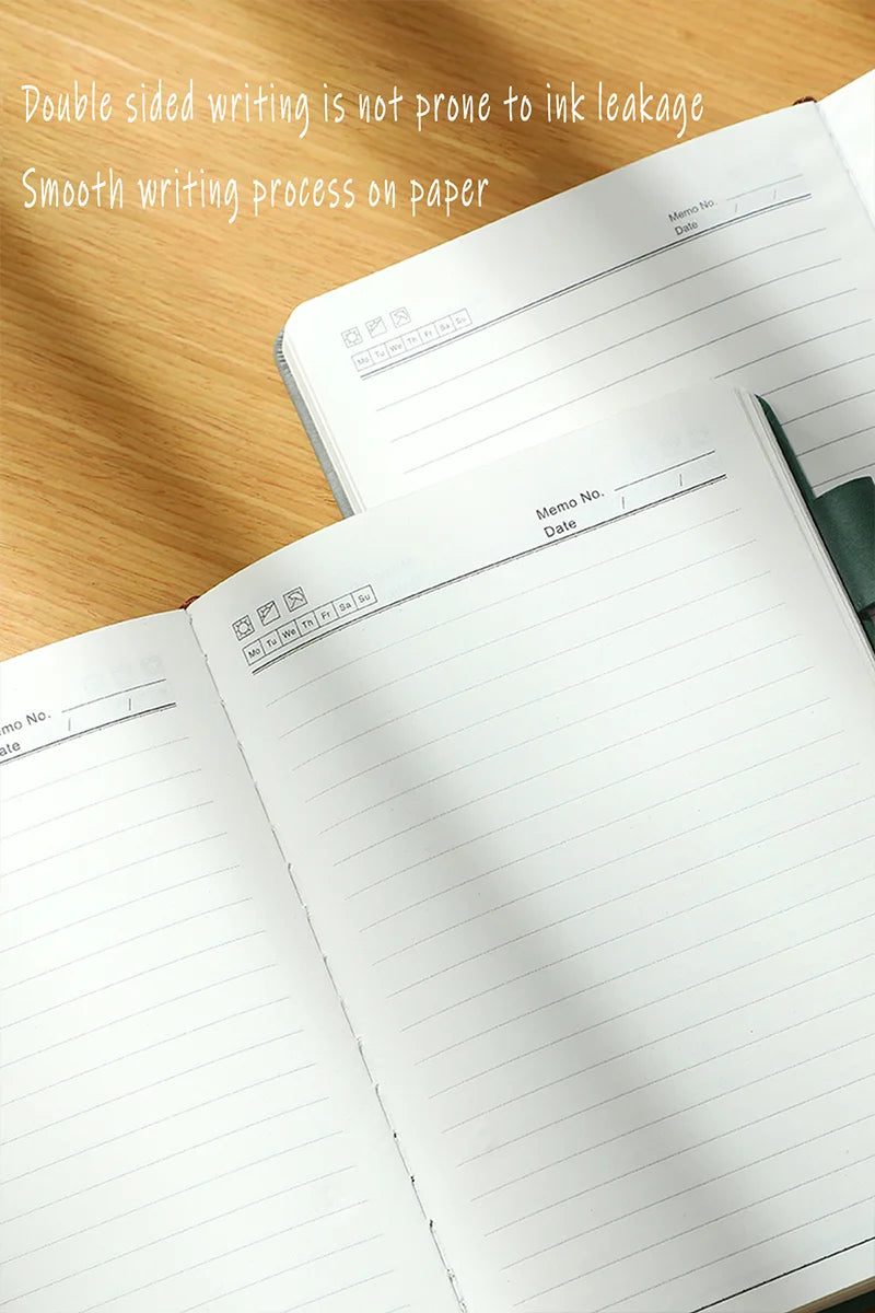 200pages A5 Leather Notebook with Leather Notebook Cover, Personalized Soft Cover and Bookmark, Perfect for Business, Meeting