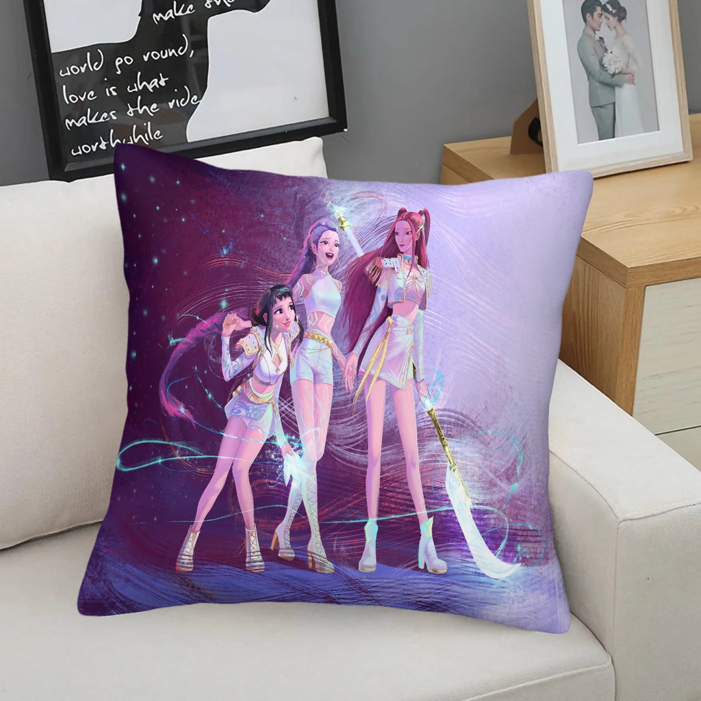 Cute Cartoon K-KPop Core Contain Cushion Cover Style Comfortable Sofa Bedroom Personalized Decorative Home Print Cushion Cover