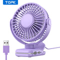 TOPK K62B Small Portable Clip Fan USB Desk Fan with 3 Speeds Strong Airflow, 720° Rotation, Ultra-Quiet, Desk Fans for Home/Offi
