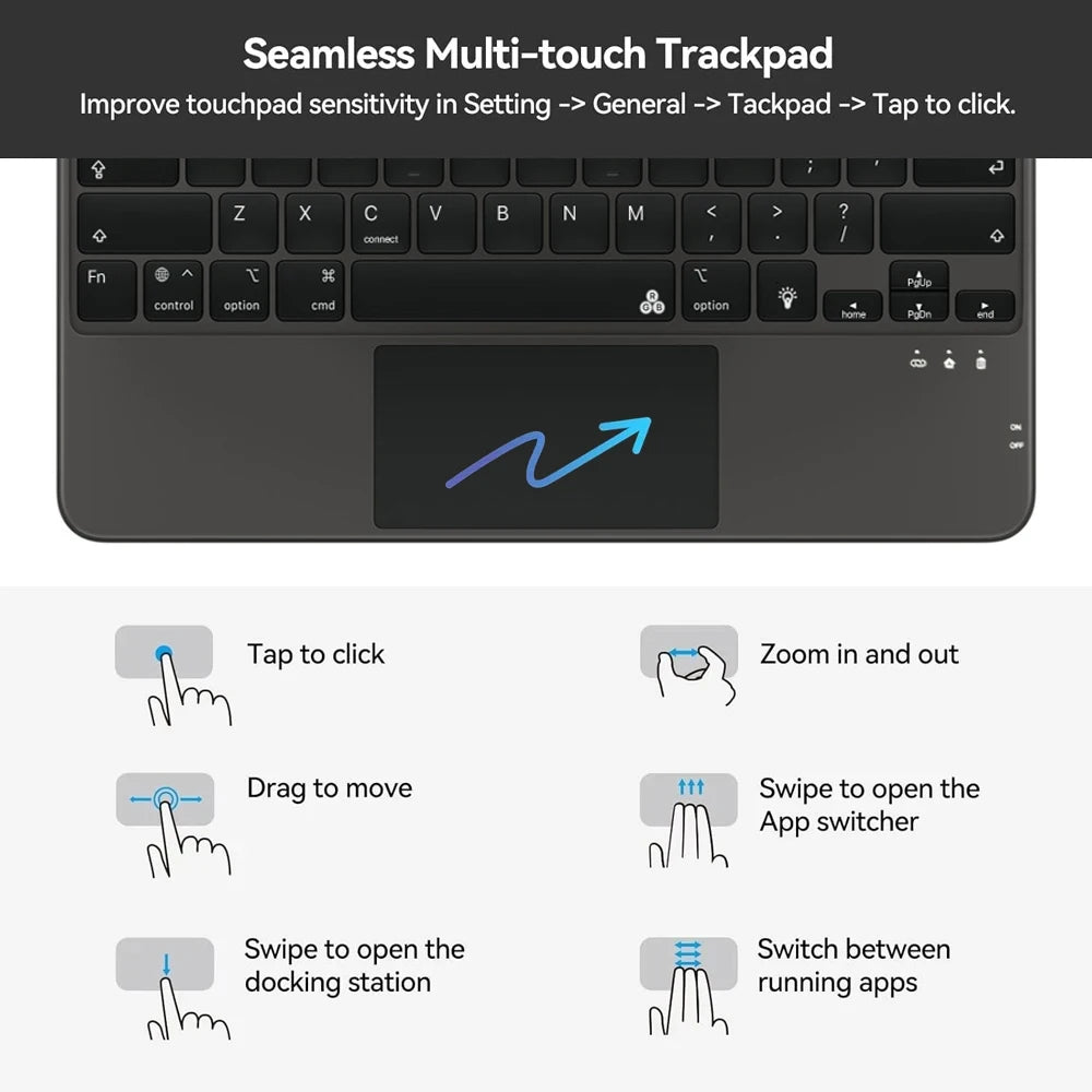 Wireless keyboard for iPad Pro 11 10.9 Air 4 Air 5 for iPad 11th 10th Generation Pro 12.9 6th 5th 4th 3rd Gen 13 M4 Smart Covers