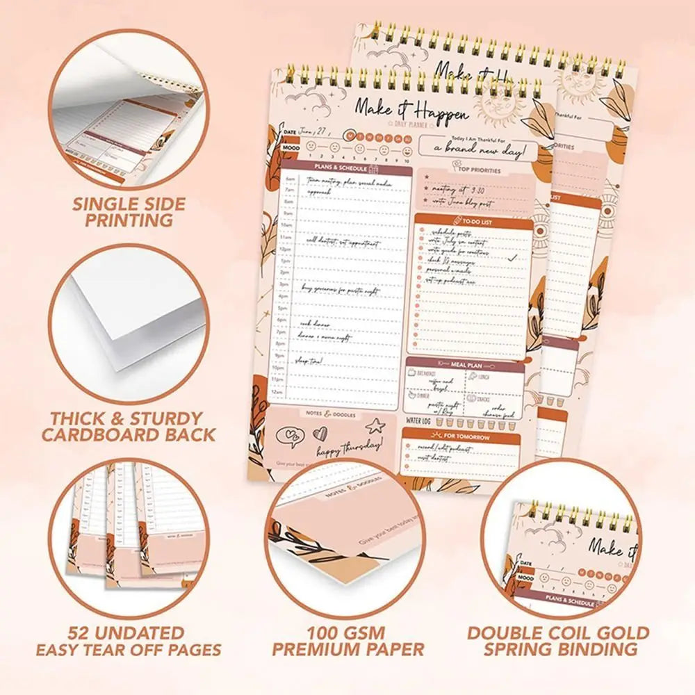 52 Sheets To Do List Notepad Easy Tear-off Weekly Planner Schedules Journal Self-Disciplined Memo Time Management Notebook