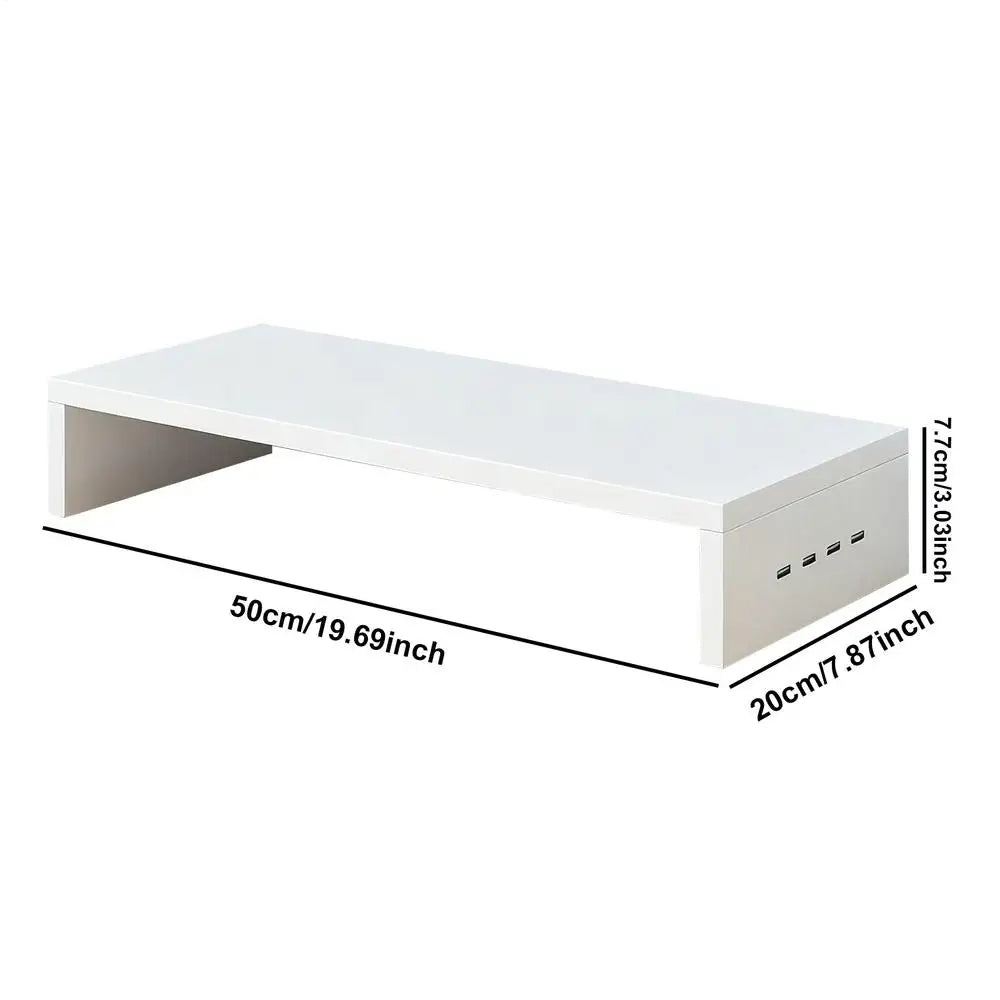 Monitor Height Stand 4 USB Ports Ventilation Shelf Booster Office Printer Stand Computer Monitor Riser Keyboard Storage Rack