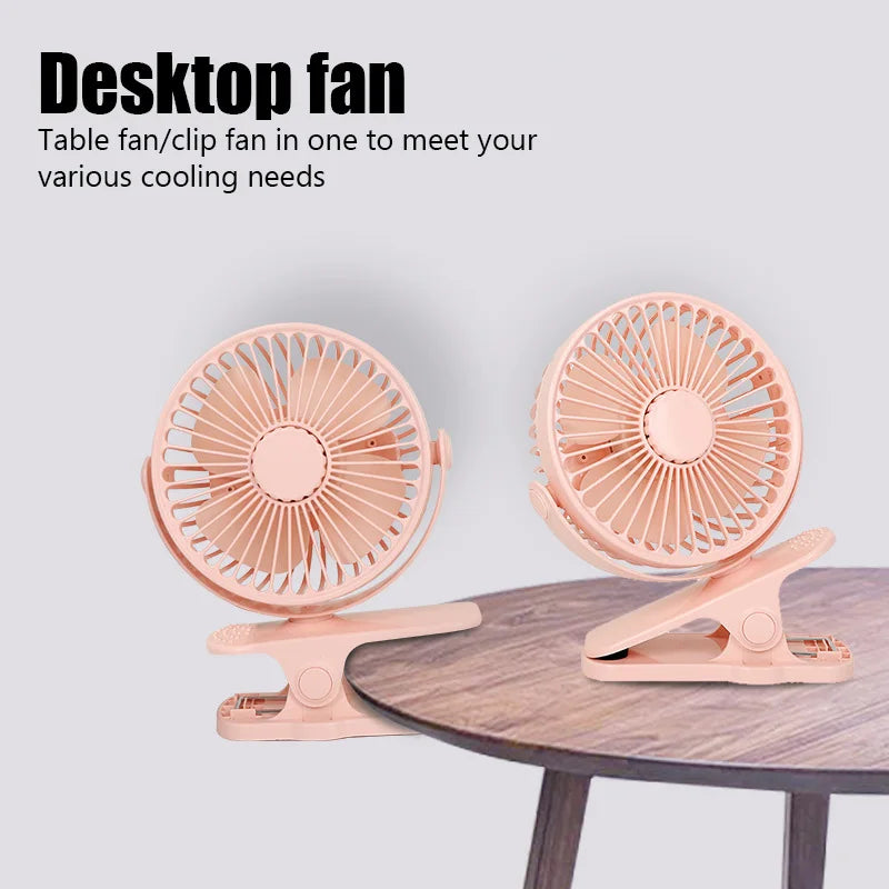 USB Powered Table Fan Clip-on Type Portable Mini Desk Fan 360 Degree Rotation Adjustable Clip-on Fan For Student Dormitory Offic