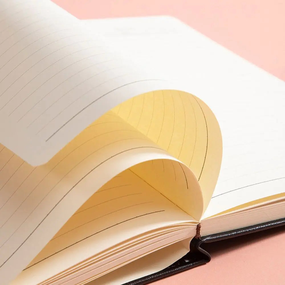 200 Pages A5 Notepad PU Leather Cover Thickened Paper Students Notebook Wear-resistant Horizontal Line Diary