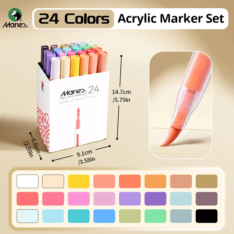 Marie's 24/36/48/60 Colors Acrylic Marker Set for Wood,Canvas,Stone,Rock Painting,Glass,Ceramic Surfaces,DIY Crafts for Adults