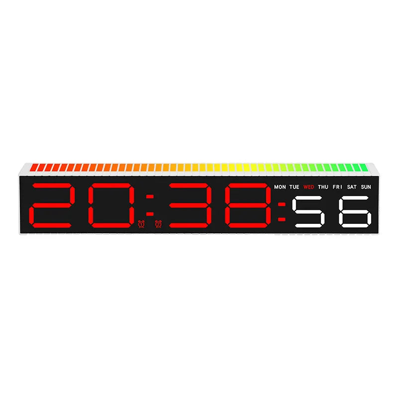 Creative 12/24H Digital LED Electronic Clock with Microphone Time Temperature Display for Home Living Room Bedside Decoration