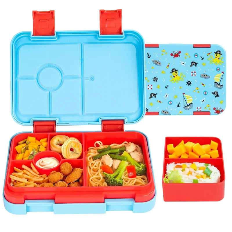 Children's Double Buckle Lunch Box Cartoon Lunch Box Students Can Reuse Large-capacity Portable Lunch Box