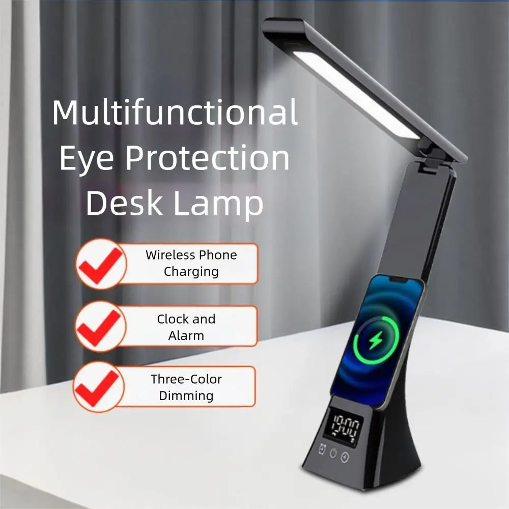 Dimmable Multifunctional Desk Lamp Folding Design Rechargeable Wireless Charging Desk Lamp Modern Style Multi Functional