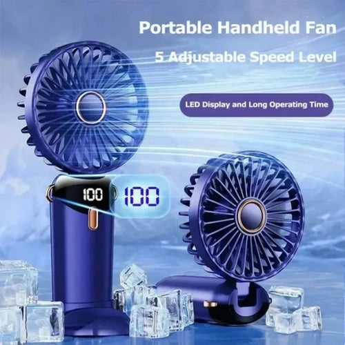5 Speed with USB Rechargeable Battery Desk Outdoor Neck Hanging Fan ﻿Foldable Handheld Portable Fan Mini Foldable HandFan