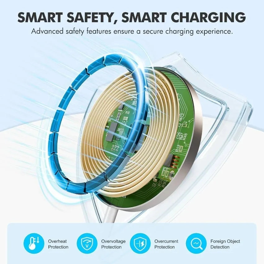 100W For Magsafe Wireless Charger Desk Phone Charge Pad Fast Charging Station For iPhone 17 16 15 14 13 Pro Max AirPods 4/3 Pro