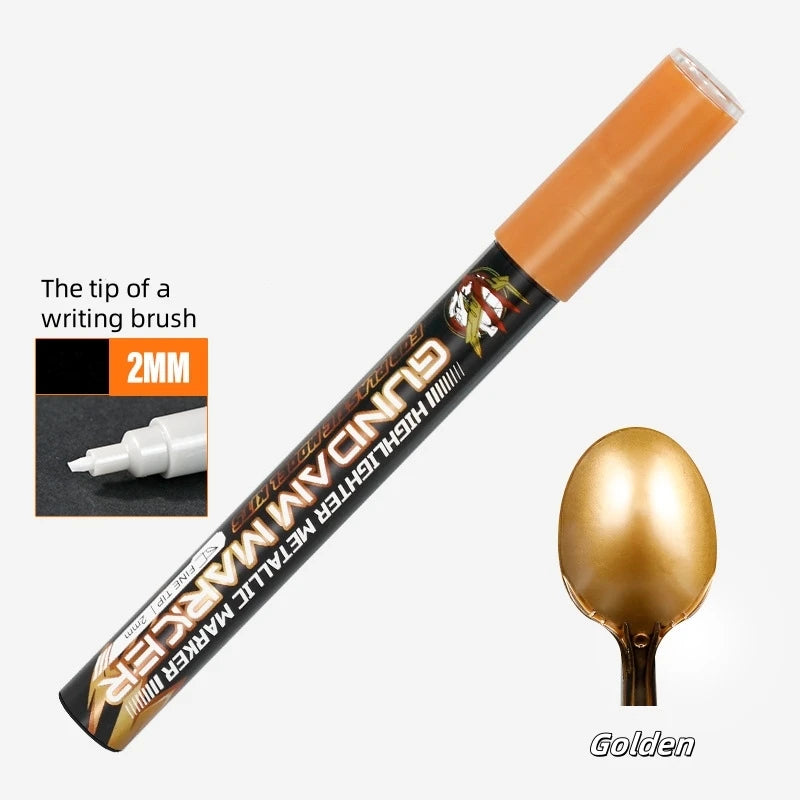 Metallic Markers Colouring Pens for Mech Painting Golden Paint Marker Pen Silvery Reflective Paint Model Marker Pen