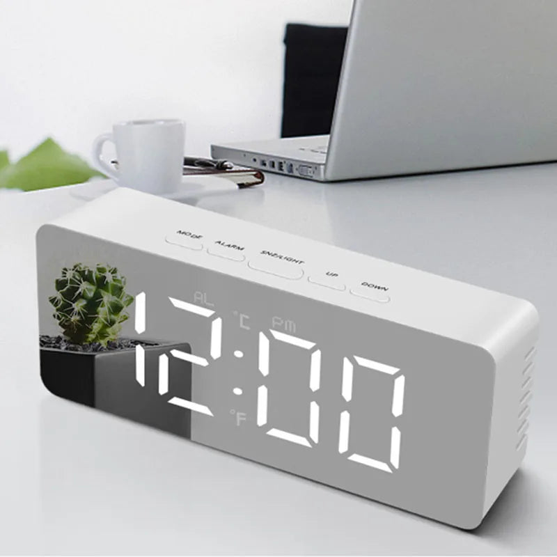 Digital Alarm Clock LED Electronic Desktop Clock with Temperature for Bedroom Home Office Teens Kids